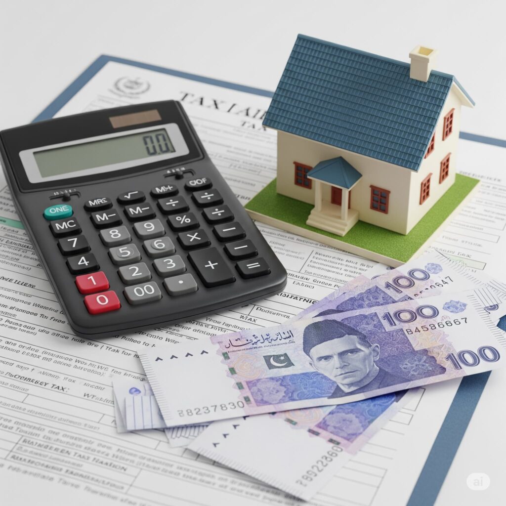 Understanding property purchase and sale tax in Pakistan with legal documents and money